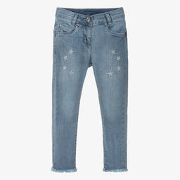 iDO Baby-جينز سليم- فيت قطن دنيم لون أزرق للبنات | Childrensalon Outlet