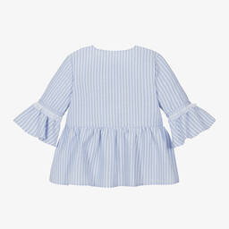 iDO Для младших-Girls Blue Stripe Seersucker Blouse | Childrensalon Outlet