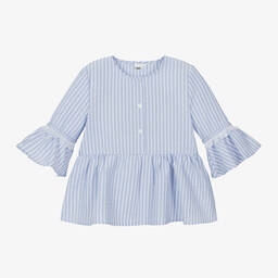 iDO Для младших-Girls Blue Stripe Seersucker Blouse | Childrensalon Outlet