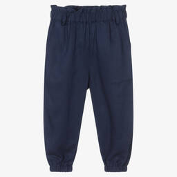 iDO Baby-Girls Blue Tapered Trousers | Childrensalon Outlet