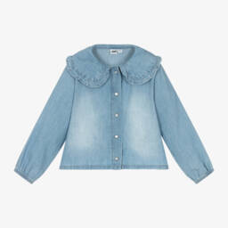 iDO Baby-Girls Chambray Top in Soft Blue | Childrensalon Outlet
