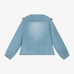 iDO Baby-Girls Chambray Top in Soft Blue | Childrensalon Outlet