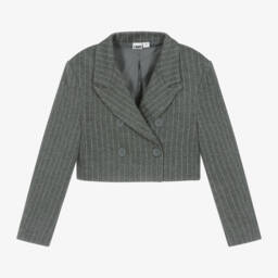 iDO Junior-Girls Charcoal Striped Short Blazer | Childrensalon Outlet