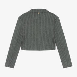 iDO Junior-Girls Charcoal Striped Short Blazer | Childrensalon Outlet