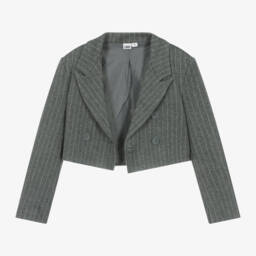 iDO Junior-Girls Charcoal Striped Short Blazer | Childrensalon Outlet