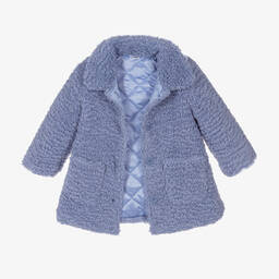 iDO Baby-Girls Cornflower Blue Bouclé Coat | Childrensalon Outlet