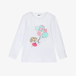 iDO Baby-بلوزة بيضاء نقية بأكمام منتفخة للبنات | Childrensalon Outlet