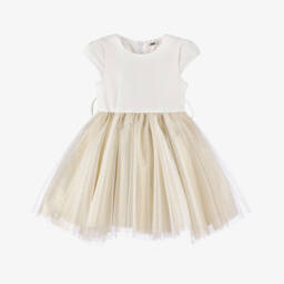 iDO Малыши-Элегантное кремовое и золотое платье для девочек | Childrensalon Outlet