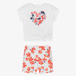 iDO Малыши-Цветочный хлопковый красно-белый ансамбль для девочек | Childrensalon Outlet