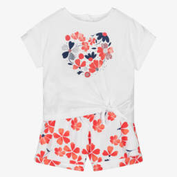 iDO Малыши-Цветочный хлопковый красно-белый ансамбль для девочек | Childrensalon Outlet