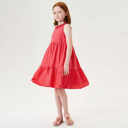 iDO Junior-فستان قطن بوبلين لون زهري فيوشيا | Childrensalon Outlet