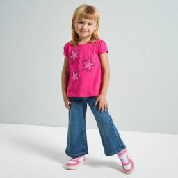 iDO Baby-Girls Fuchsia Starry Cotton Tee | Childrensalon Outlet