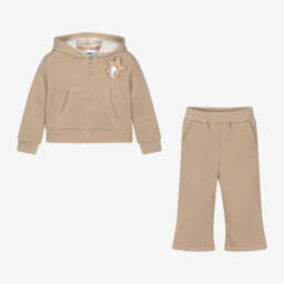 iDO Baby-بدلة رياضية بنجمة لون بيج للبنات | Childrensalon Outlet