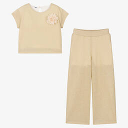 iDO Для младших-Золотистый топ и брюки с люрексом | Childrensalon Outlet