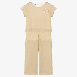 iDO Для младших-Золотистый топ и брюки с люрексом | Childrensalon Outlet