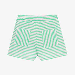 iDO Baby-شورت قطن مقلم لون أخضر وأبيض للبنات | Childrensalon Outlet