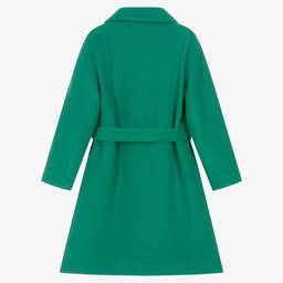 iDO Junior-Girls Green Viscose Twill Coat | Childrensalon Outlet