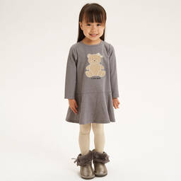 iDO Малыши-Серое платье из джерси с медвежонком для девочек | Childrensalon Outlet