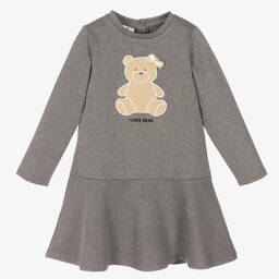 iDO Малыши-Серое платье из джерси с медвежонком для девочек | Childrensalon Outlet