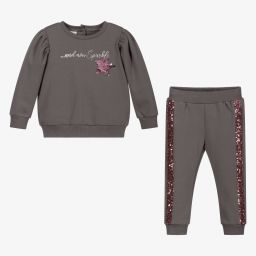 iDO Baby-Girls Grey Sequin Tracksuit | Childrensalon Outlet