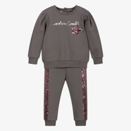 iDO Baby-Girls Grey Sequin Tracksuit | Childrensalon Outlet