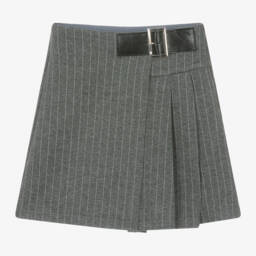 iDO Junior-Girls Grey Striped Skirt-Shorts | Childrensalon Outlet