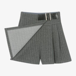 iDO Junior-Girls Grey Striped Skirt-Shorts | Childrensalon Outlet