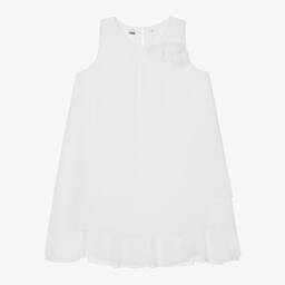 iDO Junior-Girls Ivory Chiffon Flower Dress | Childrensalon Outlet