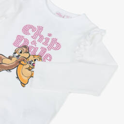 iDO Малыши-Кремовая футболка Chip & Dale для девочек | Childrensalon Outlet