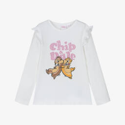 iDO Малыши-Кремовая футболка Chip & Dale для девочек | Childrensalon Outlet