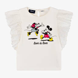 iDO Baby-Girls Ivory Cotton Disney T-Shirt | Childrensalon Outlet
