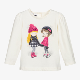 iDO Малыши-Girls Ivory Cotton Top | Childrensalon Outlet