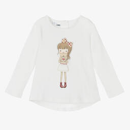 iDO Baby-Girls Ivory Cotton Top | Childrensalon Outlet