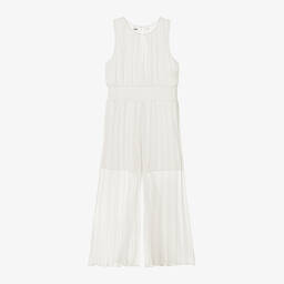 iDO Junior-Girls Ivory Crêpe Chiffon Pleated Jumpsuit | Childrensalon Outlet