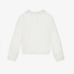 iDO Junior-بلوز كريب شيفون مزين بكشكش لون عاجي للبنات | Childrensalon Outlet