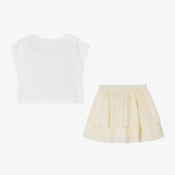 iDO Для младших-Girls Ivory Embroidered Cotton Skirt Set | Childrensalon Outlet