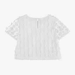 iDO Junior-Girls Ivory Floral Tulle Blouse | Childrensalon Outlet