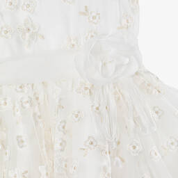 iDO Junior-Girls Ivory Floral Tulle Dress | Childrensalon Outlet
