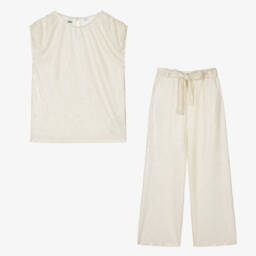 iDO Junior-Girls Ivory & Gold Shimmer Ensemble | Childrensalon Outlet