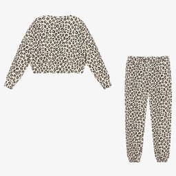 iDO Для младших-Кремовый спортивный костюм с леопардовым принтом для девочек | Childrensalon Outlet
