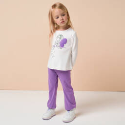 iDO Baby-Girls Ivory Top and Purple Leggings | Childrensalon Outlet