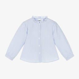 iDO Baby-بلوزة بنات زرقاء فاتحة بكشكش من قماش سييرساكر | Childrensalon Outlet