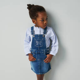 iDO Baby-بلوزة بنات زرقاء فاتحة بكشكش من قماش سييرساكر | Childrensalon Outlet