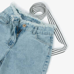 iDO Junior-طقم شورت دنيم فاتح للبنات بحواف ممزقة | Childrensalon Outlet
