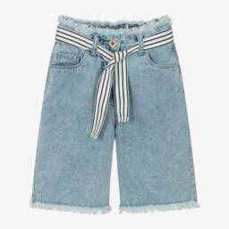 iDO Junior-طقم شورت دنيم فاتح للبنات بحواف ممزقة | Childrensalon Outlet