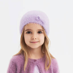 iDO Baby-Girls Lilac Purple Fluffy Beanie Hat | Childrensalon Outlet