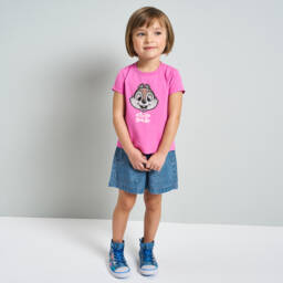 iDO Baby-Girls Magenta Sparkle Tee with Chip & Dale | Childrensalon Outlet