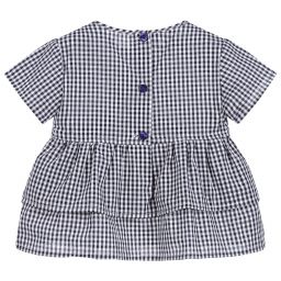 iDO Малыши-Girls Navy Blue Gingham Blouse | Childrensalon Outlet