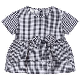 iDO Малыши-Girls Navy Blue Gingham Blouse | Childrensalon Outlet