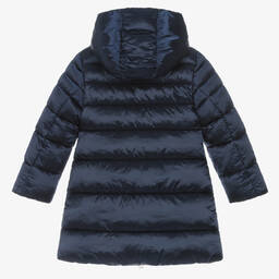 iDO Малыши-Синий пуховик с капюшоном для девочек | Childrensalon Outlet